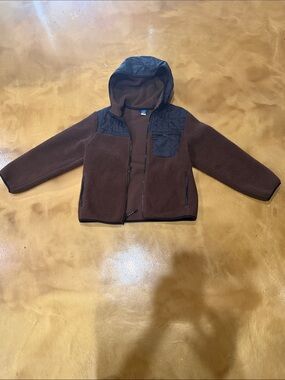 Brown Sherpa Hooded Jacket with Quilted Chest Pocket